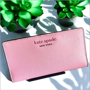 Kate Spade Darcy slim long bifold wallet Blush Pink leather NWT!